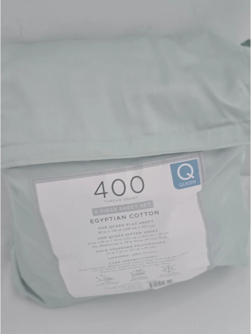 Hotel Signature Sateen 400TC 6pc Queen Sheet Set Egyptian Cotton Misty Blue